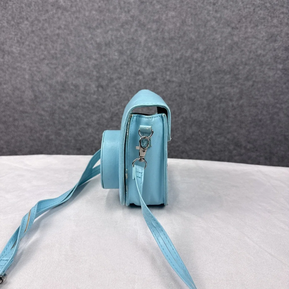Fujifilm Instax Mini 8 9 Camera Case Faux Leather Light Blue Braided Strap